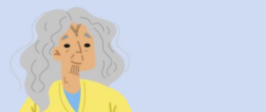 ACP-Narrow-People-Block2 Illustration of an elderly person with gray hair in a yellow top.